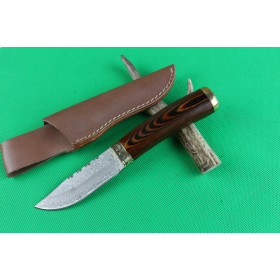 Damascus Flower Fox fixed knife UD402201